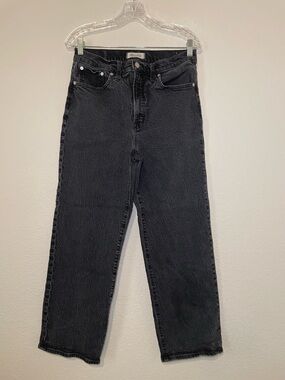 Madewell The Perfect Vintage Wide Leg Jeans Women Size 30 Black Denim Pant